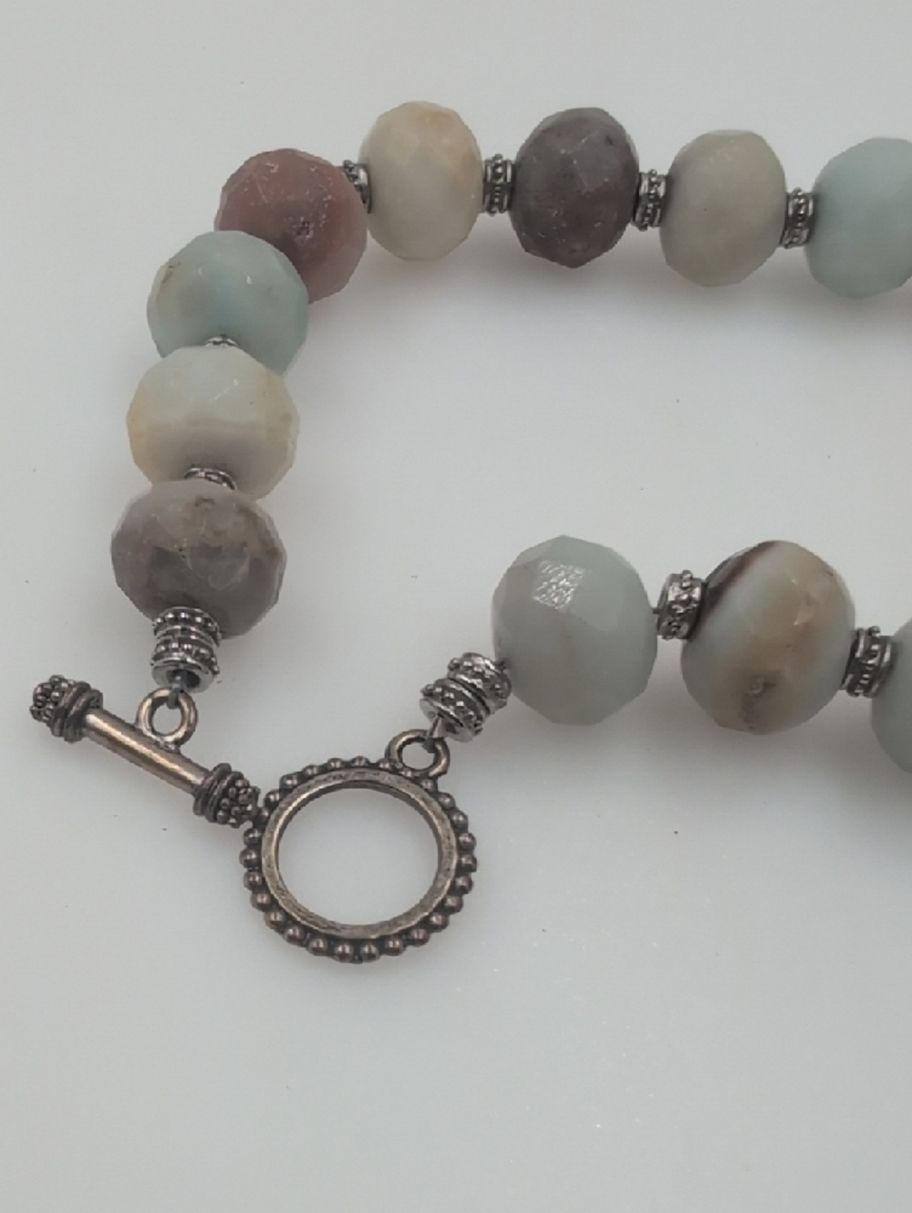 Natural Stone Faceted Beaded Necklace | Earth Tone Agate & Jasper Style cn - Picture 3 of 6